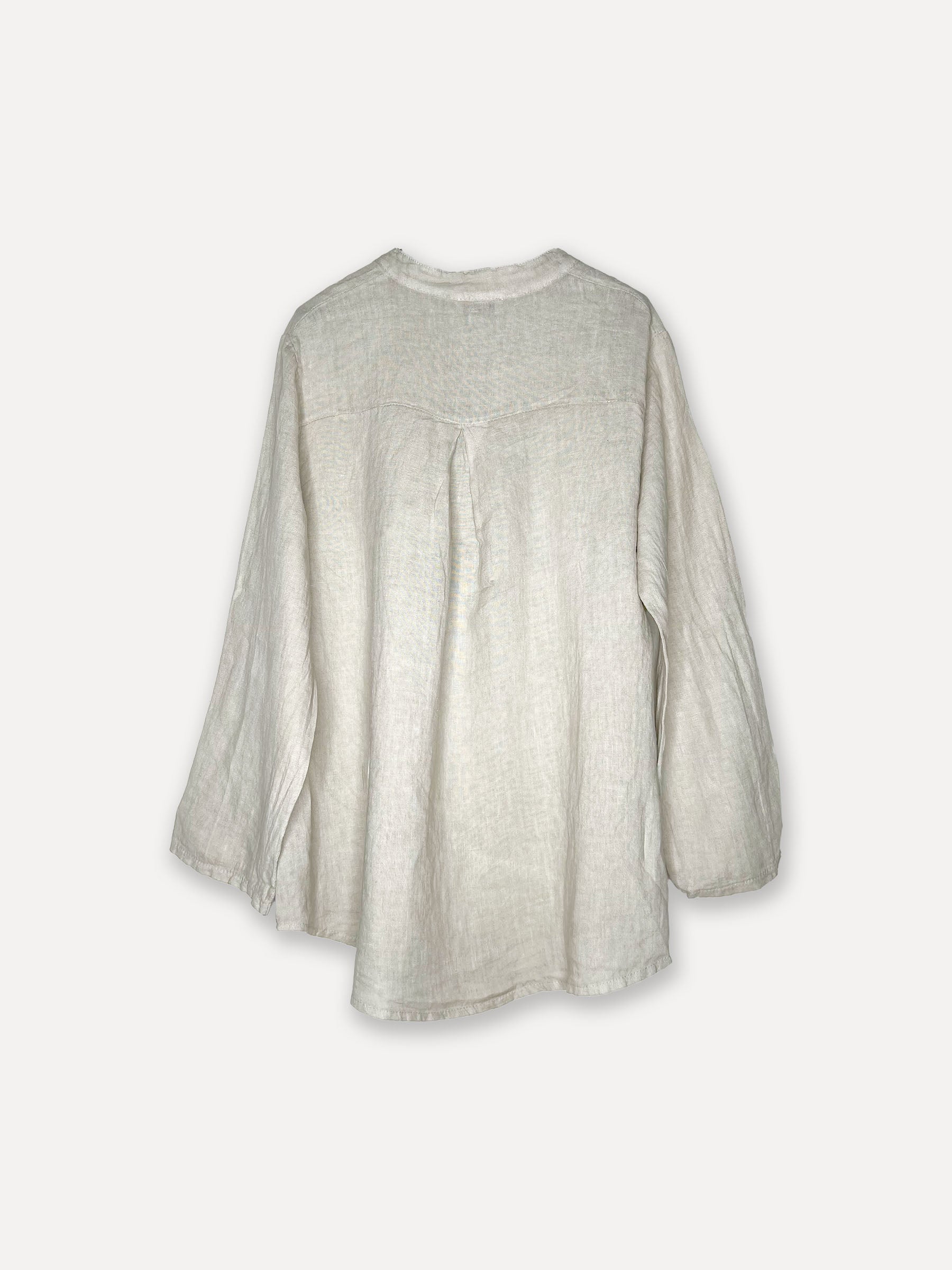 Blouse en lin à la smock, blanc