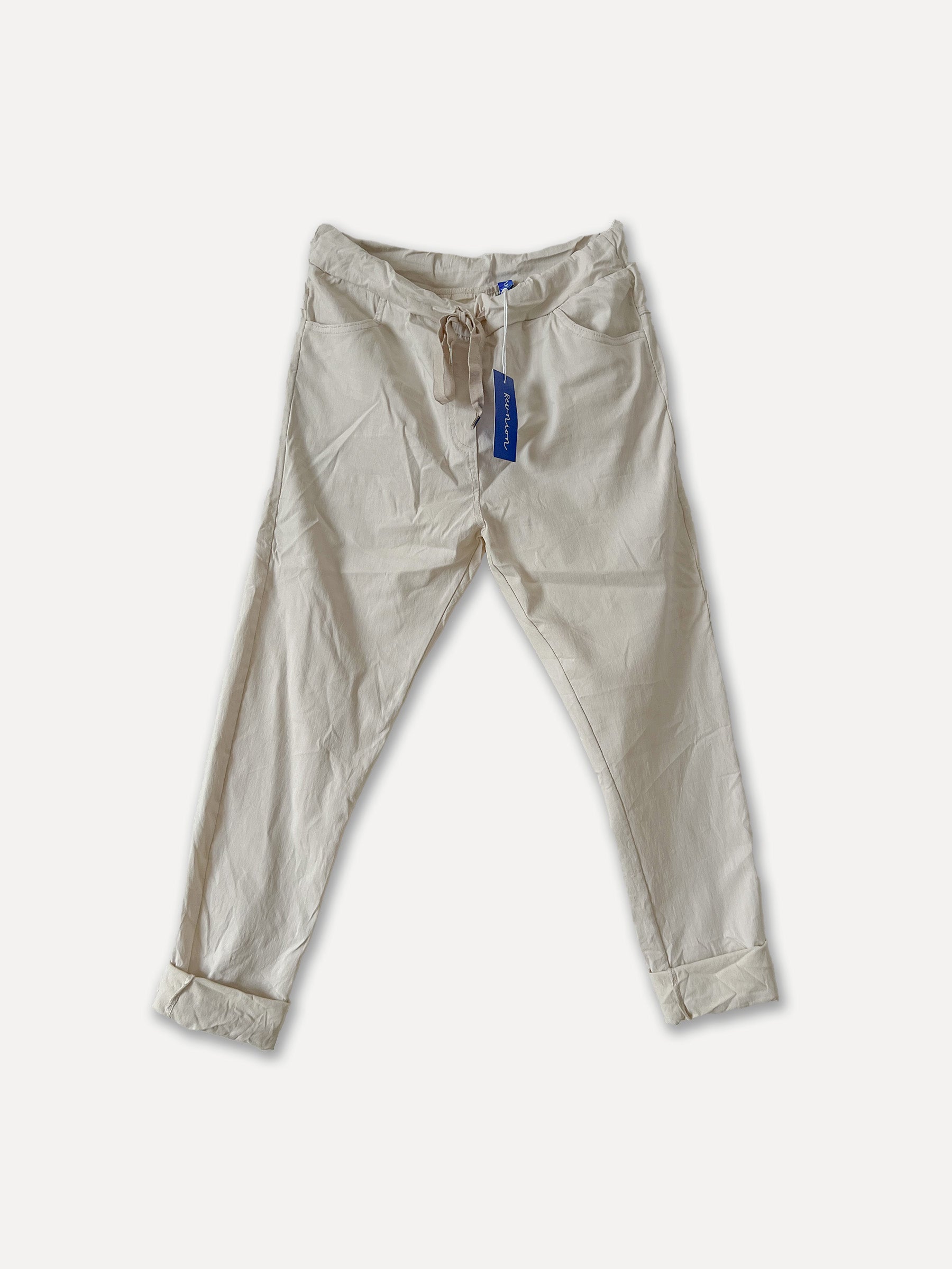 Pantalones de caja lavado de resorte, beige (L/xl)