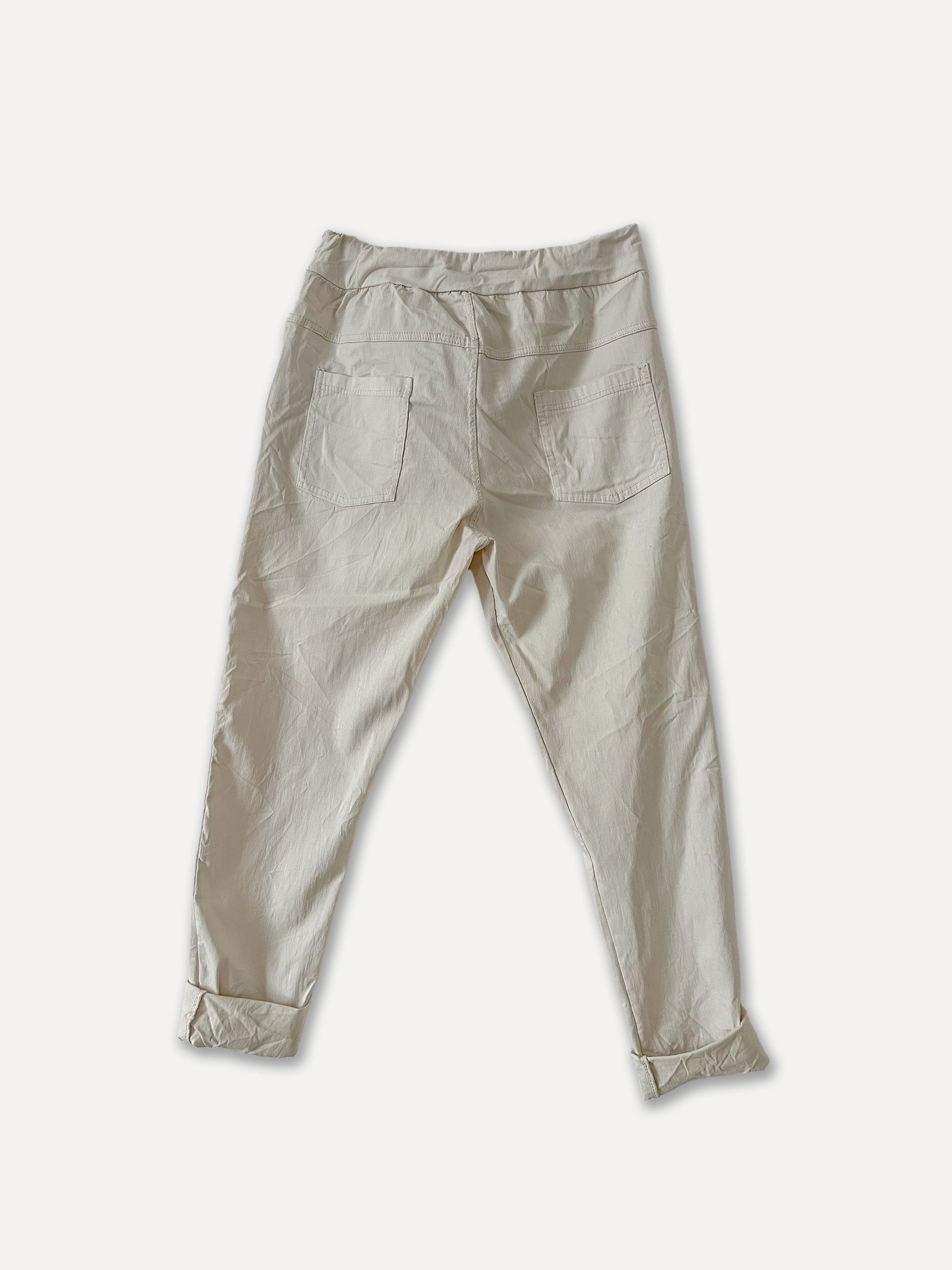 Pantalones de caja lavado de resorte, beige (L/xl)