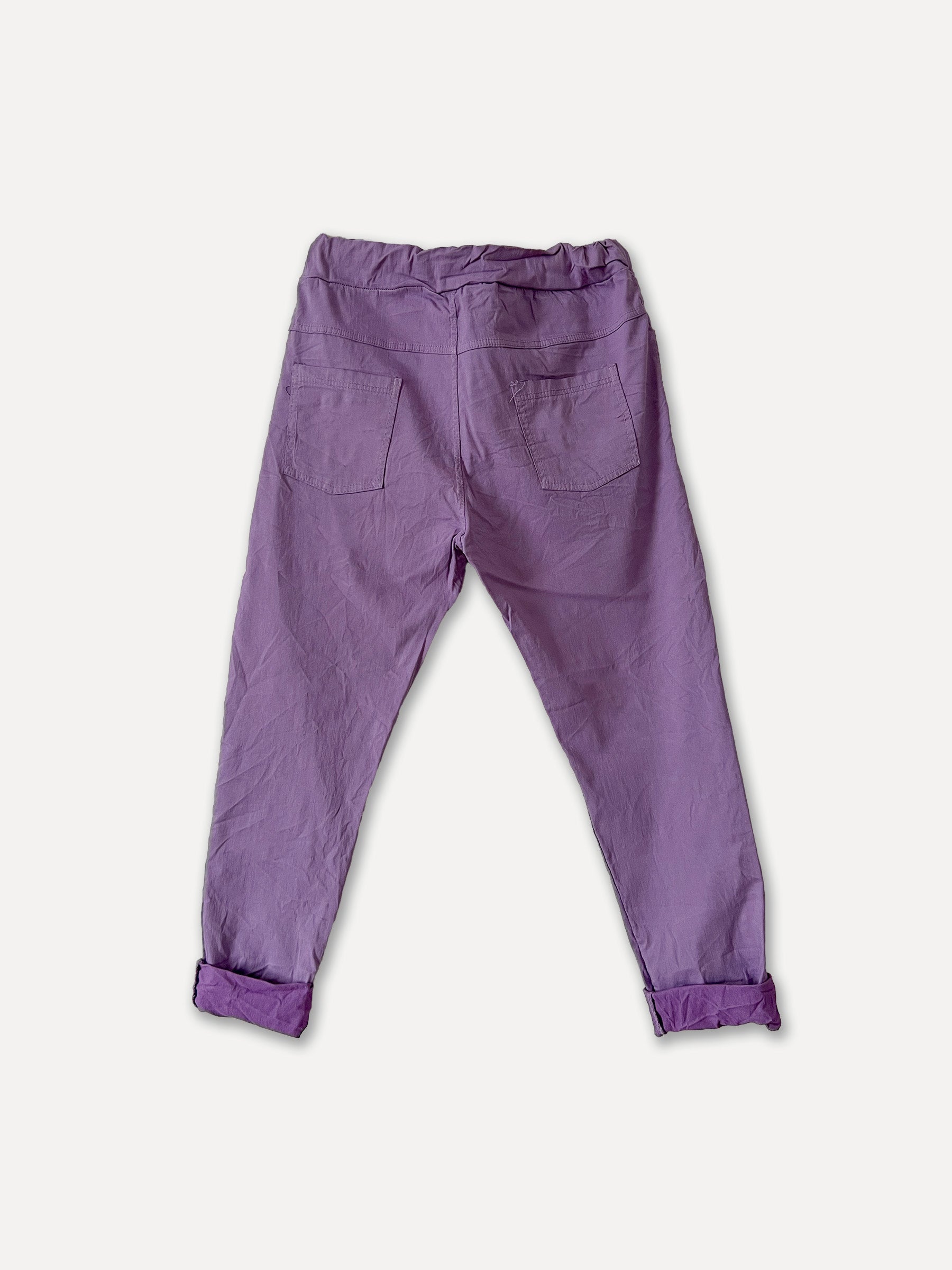 Pantalones de caja lavado de primavera, morado