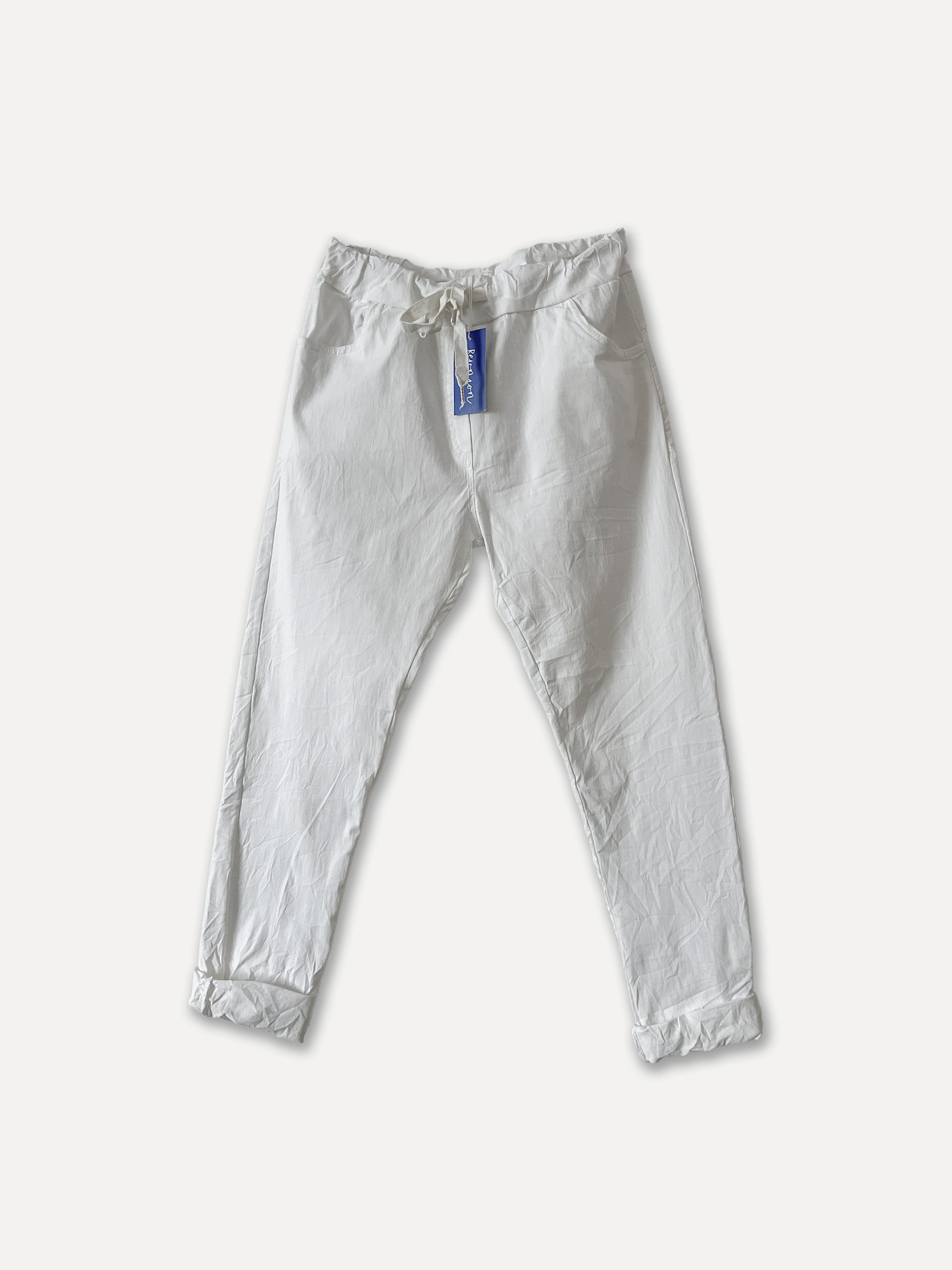 Pantalones de caja de lavado de resorte, blanco (L/xl)