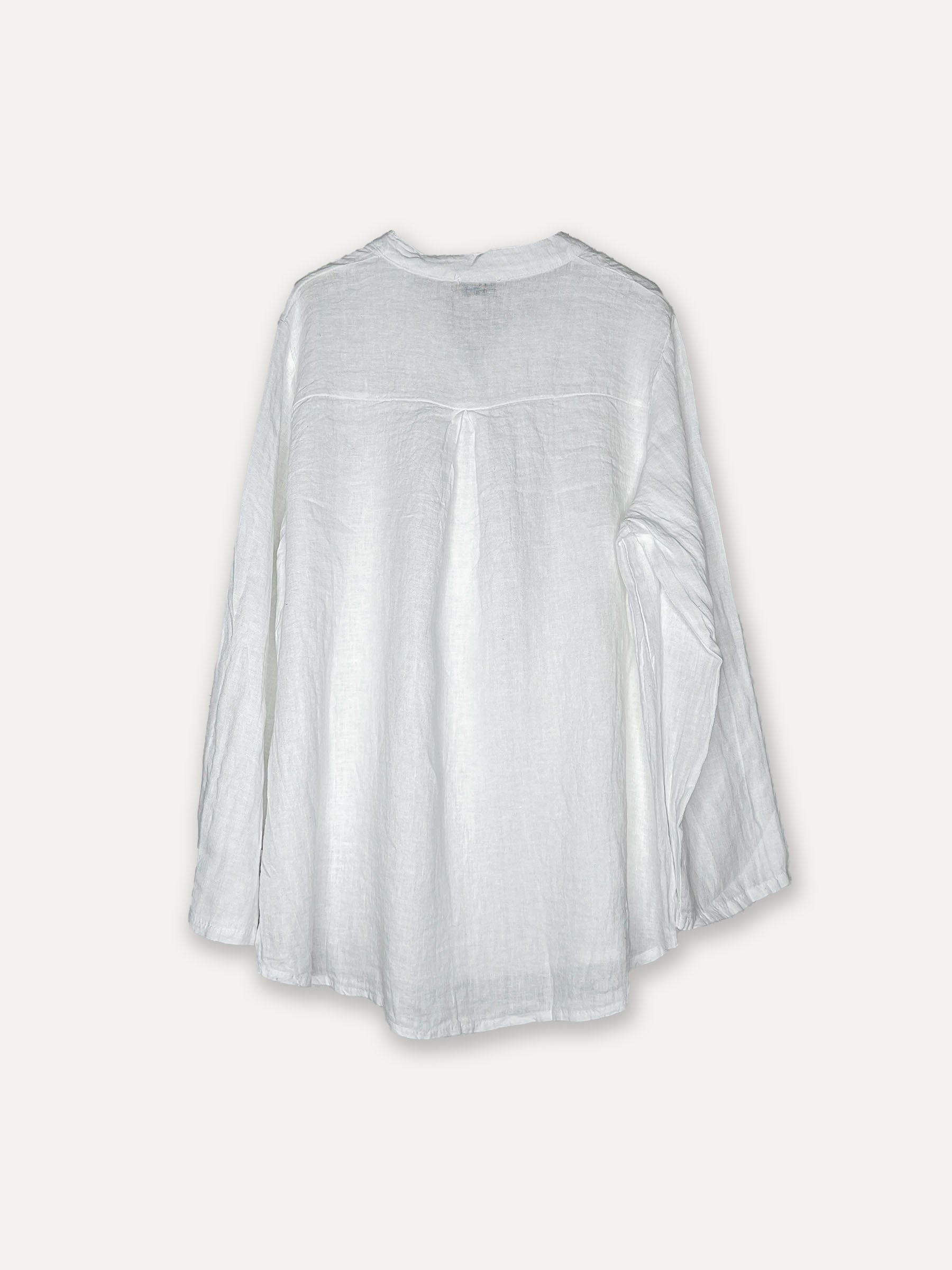 Blouse en lin à la smock, blanc