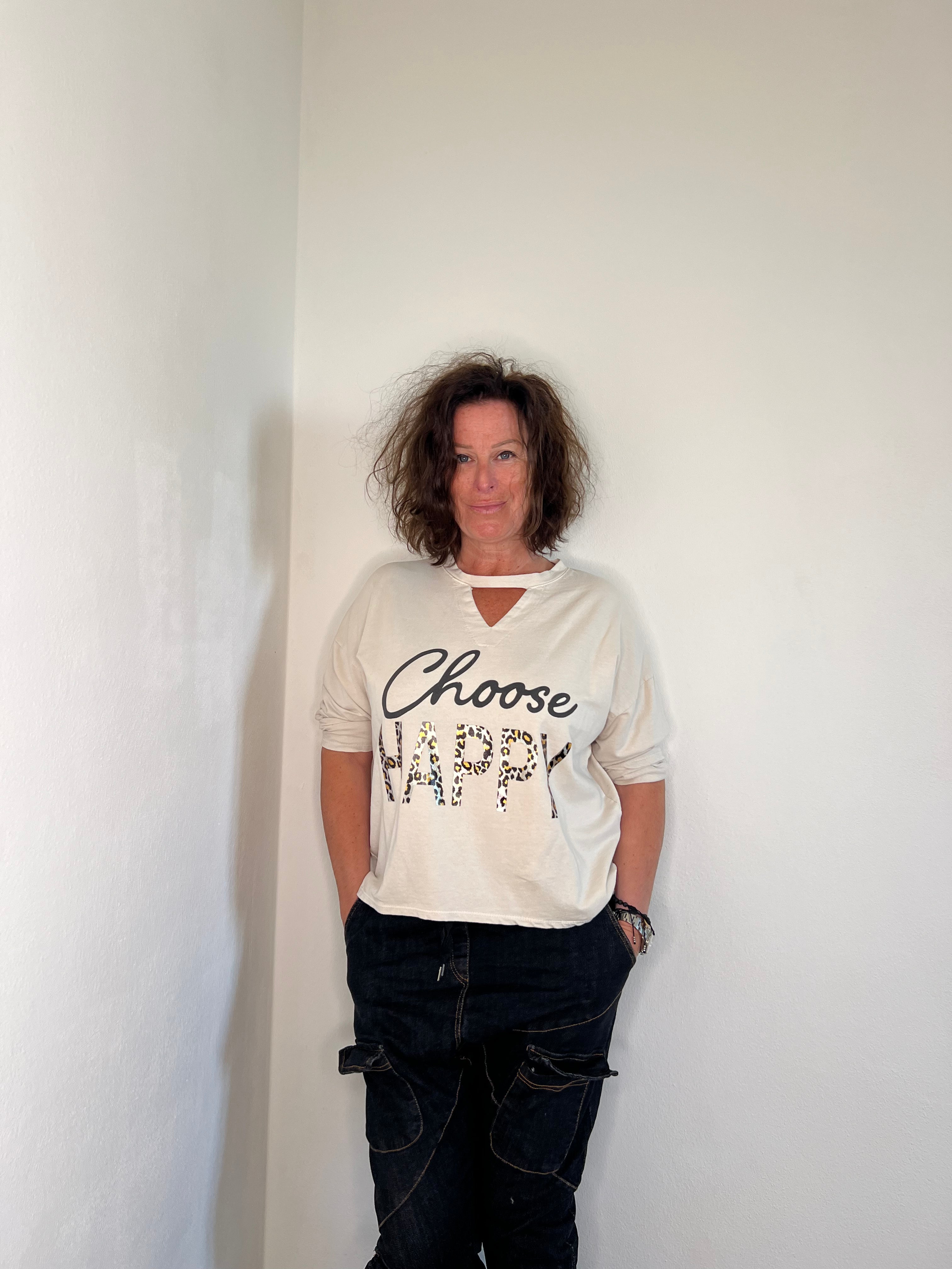 Choose Happy T-Shirt, Beige