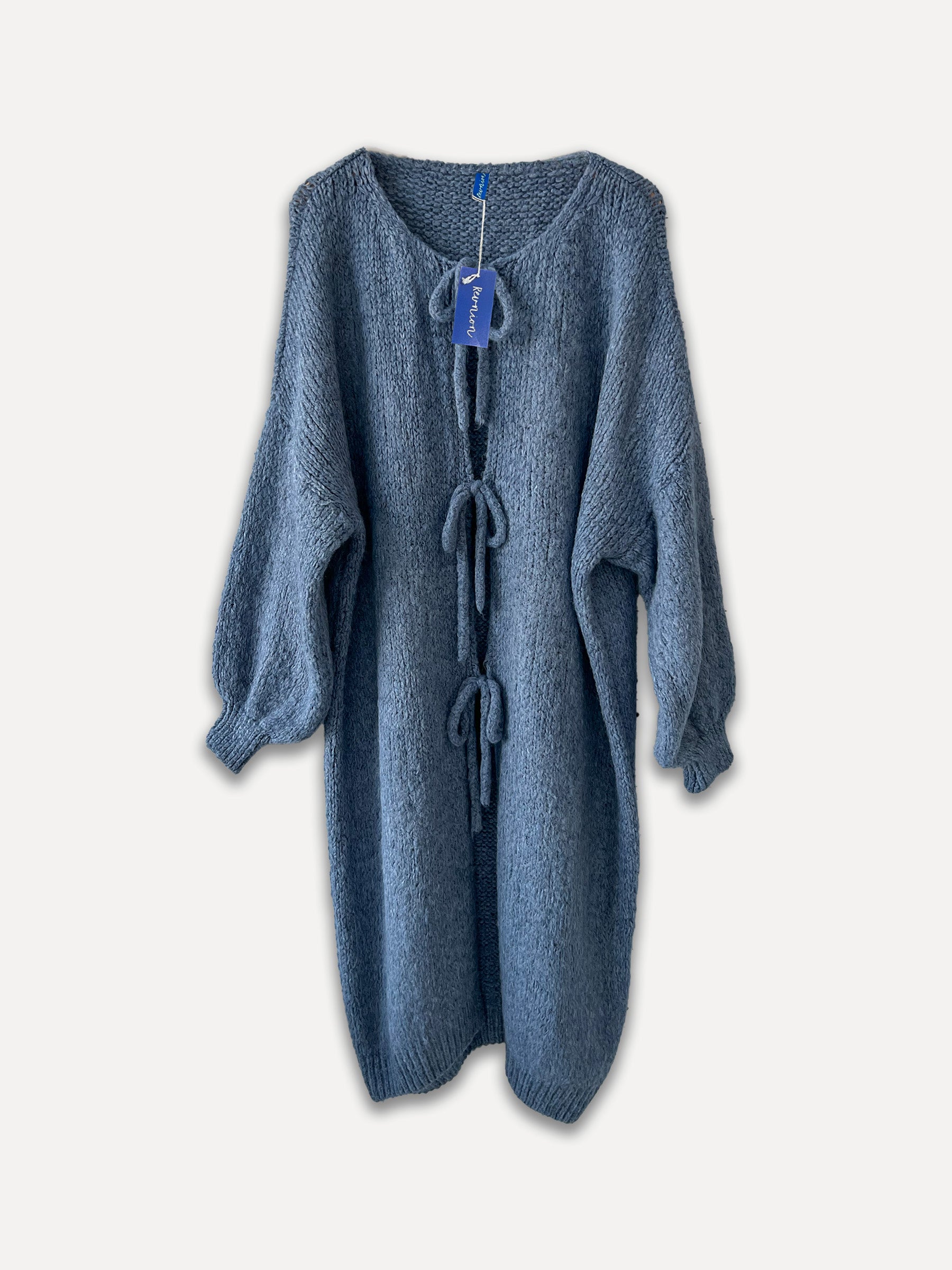 Knot Long Cardigan, denim