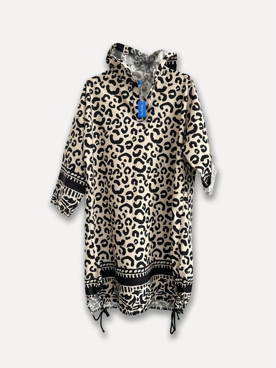 Leo Hoodie Dress, Black/White