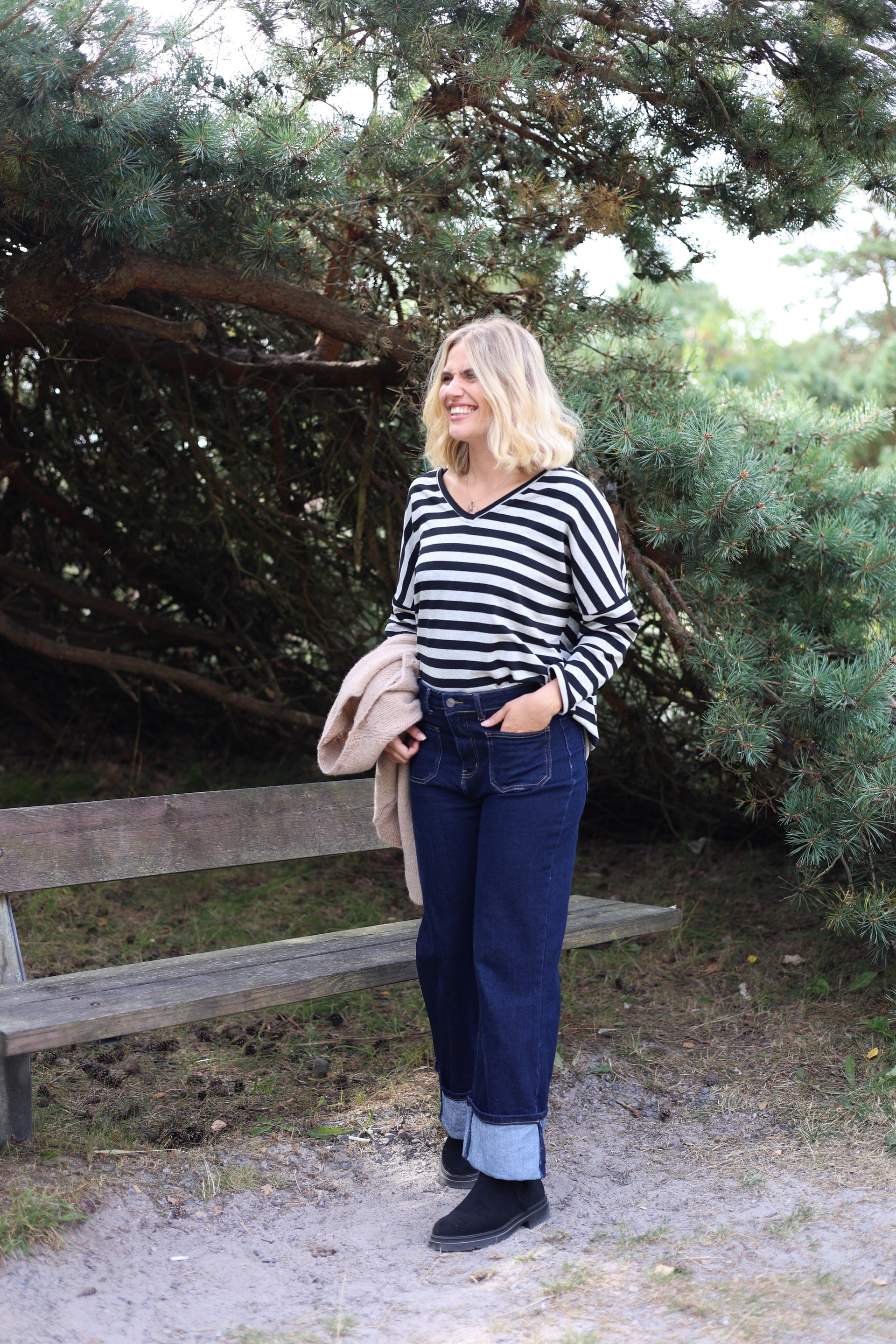 Friday Stripe T, Grey