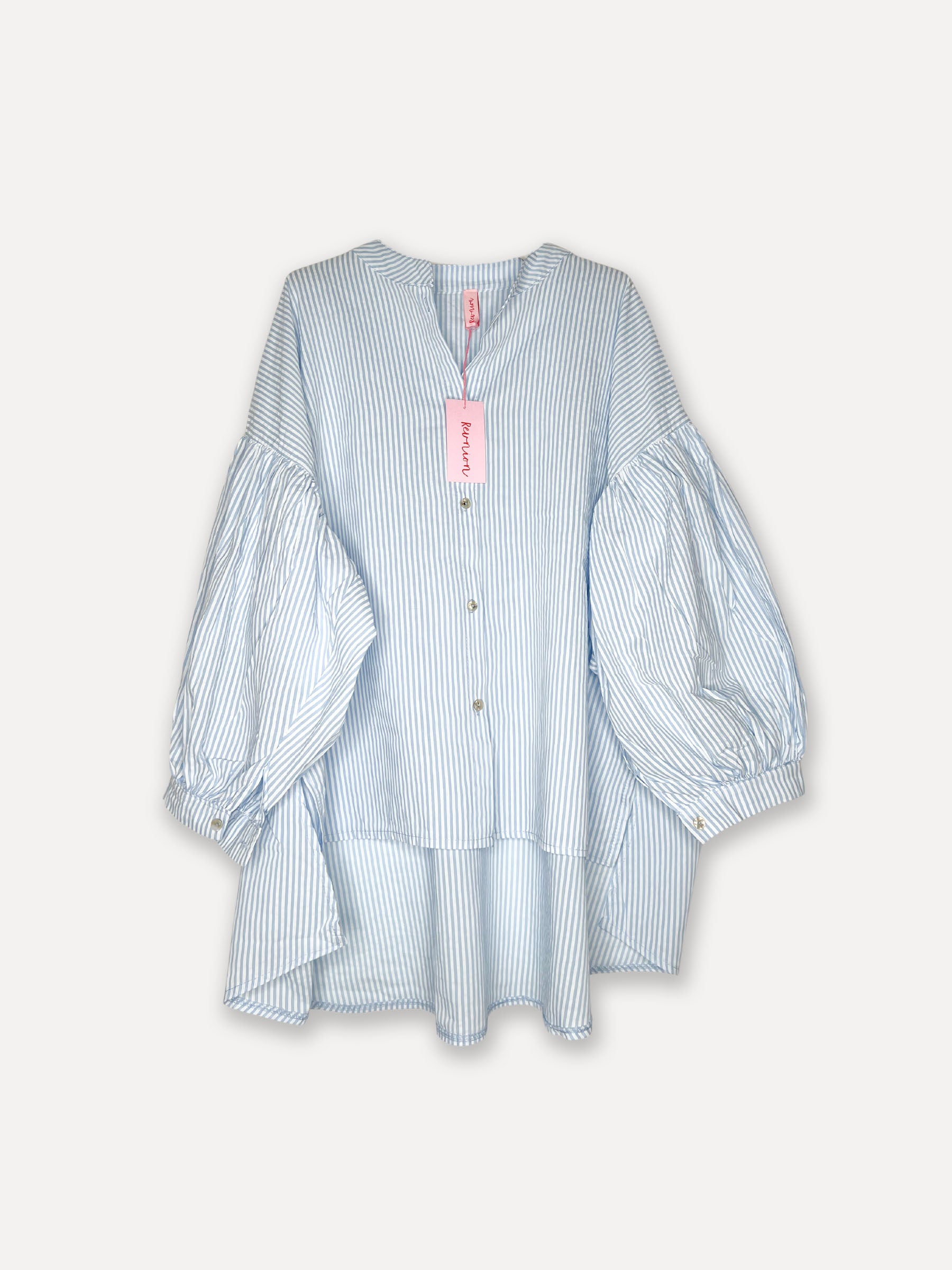 Alba Stripe Spring Summer Blouse, Sky Blue