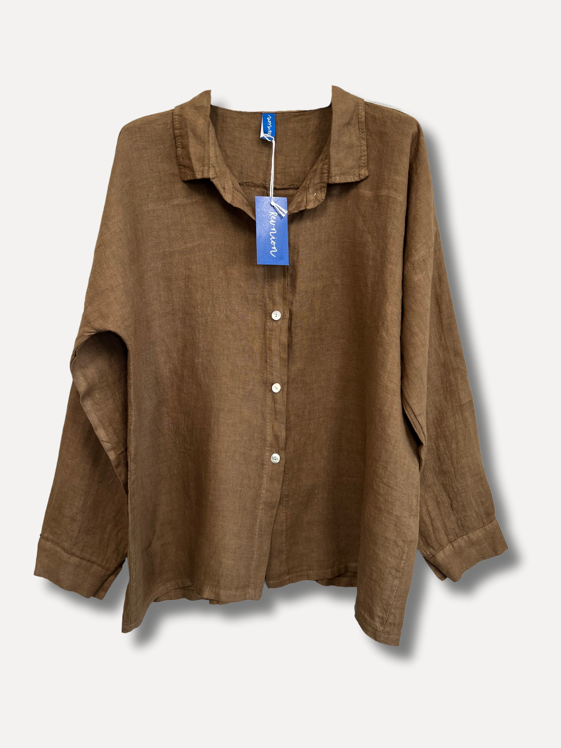 Back to Work Linen Shirt, Dark Taupe