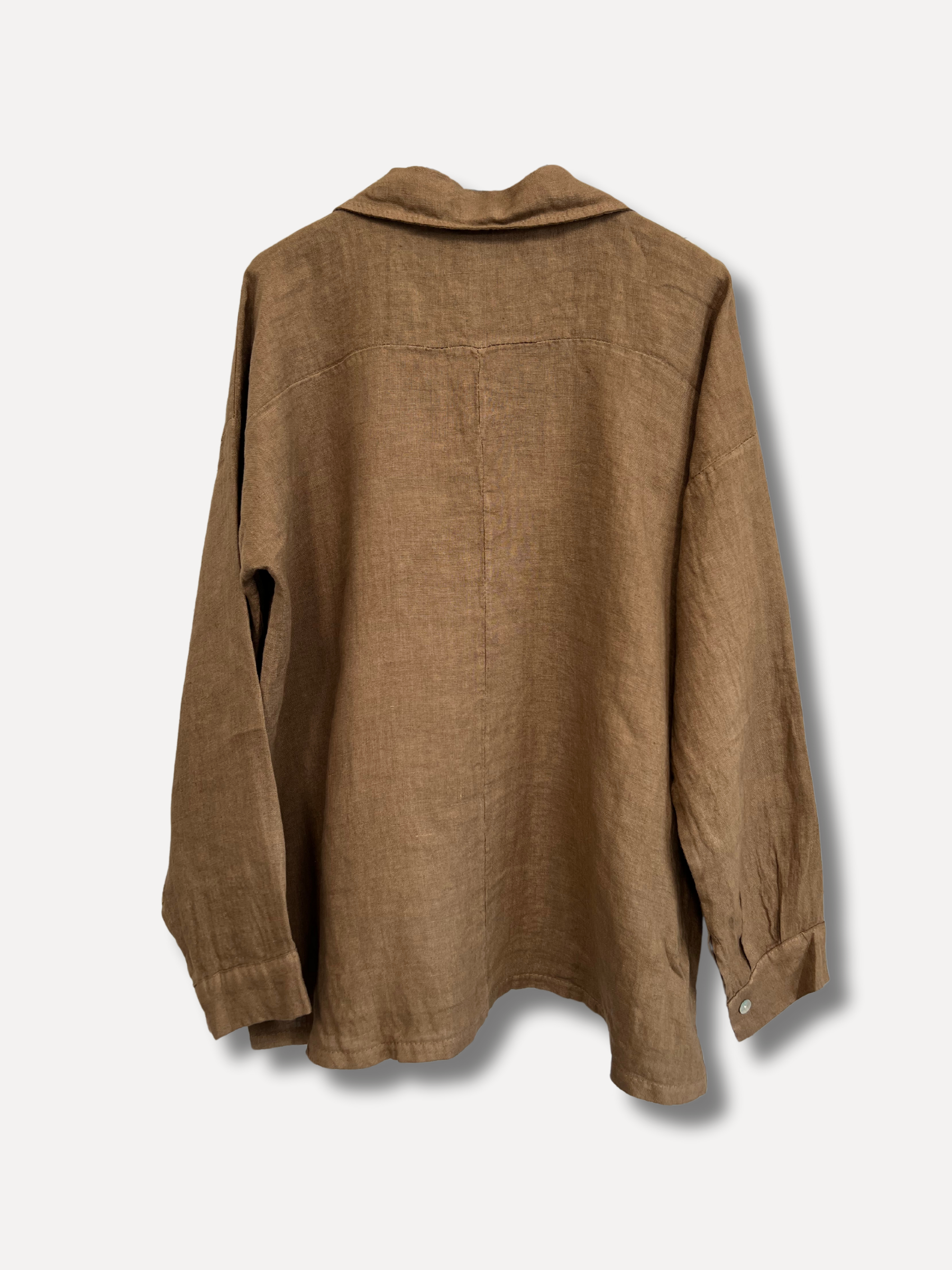 Weer aan het werk linnen shirt, donkere taupe