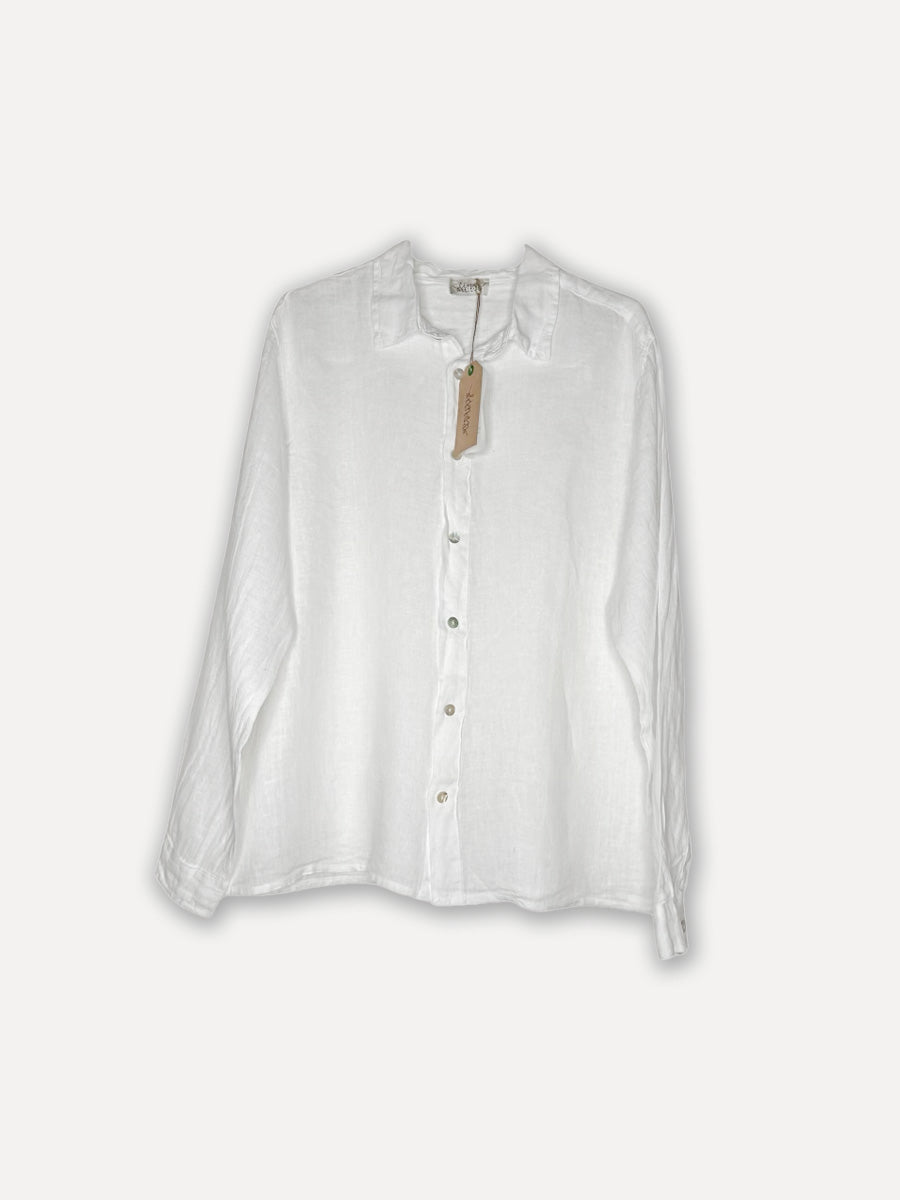 Vriendje houding lineen shirt, wit