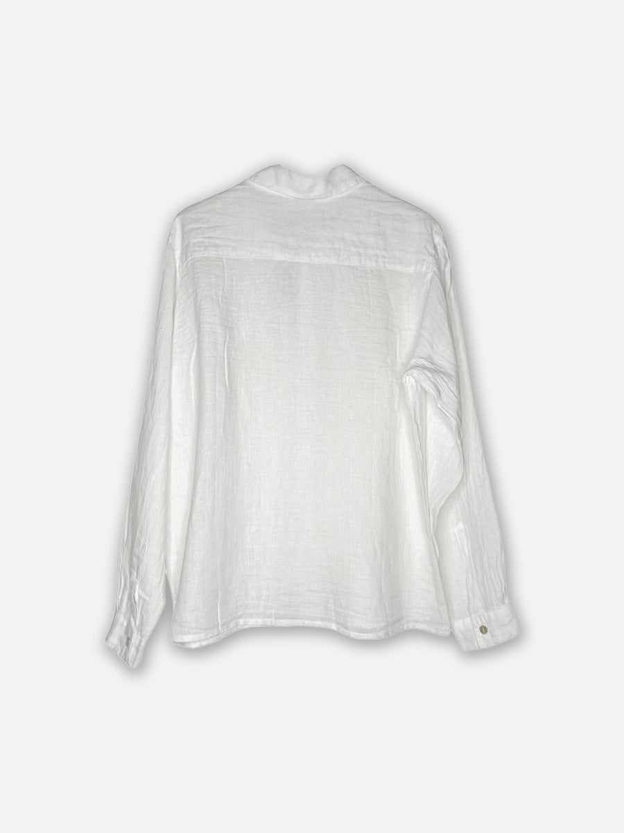 Vriendje houding lineen shirt, wit