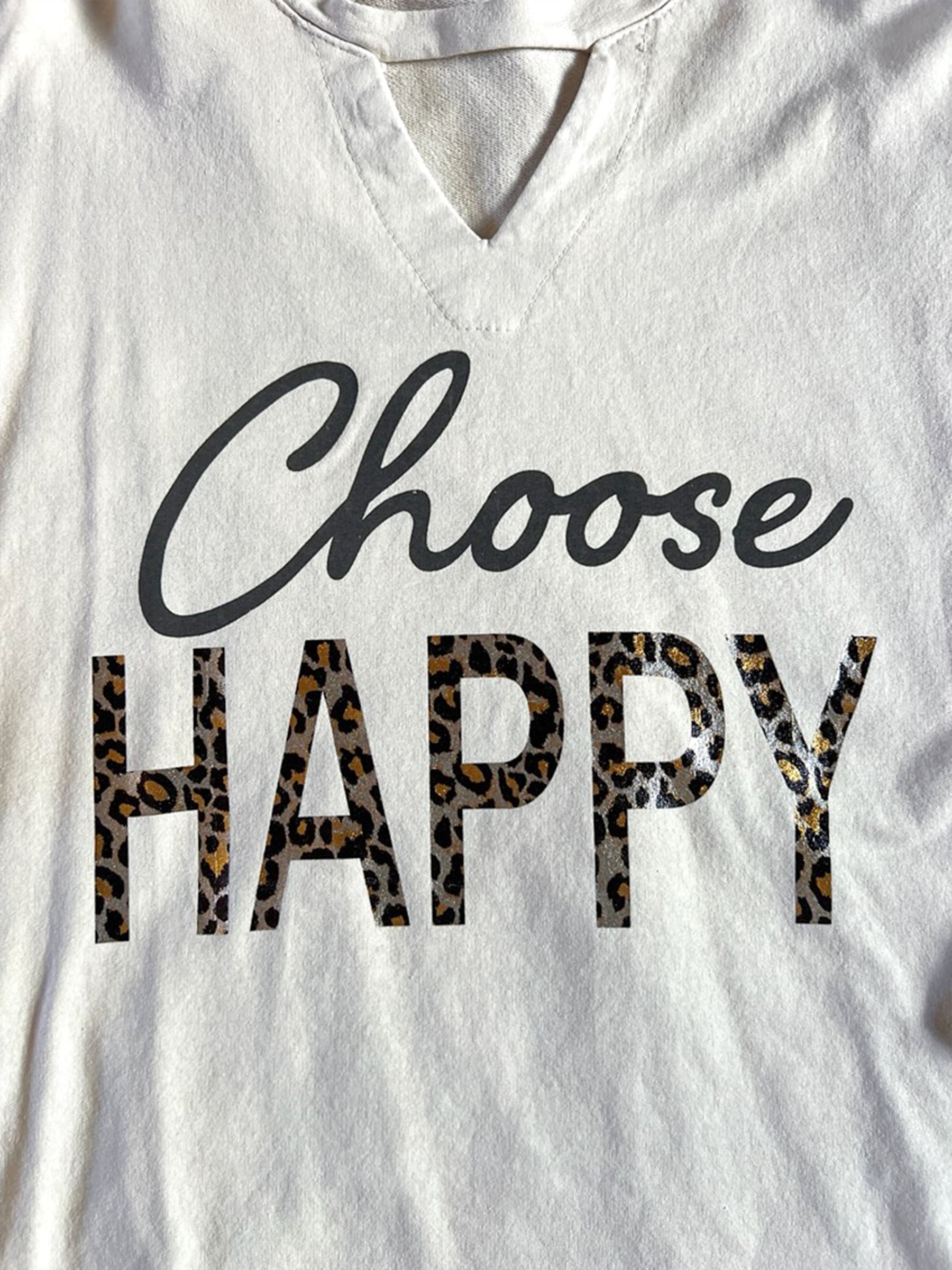 Choose Happy T-Shirt, Beige