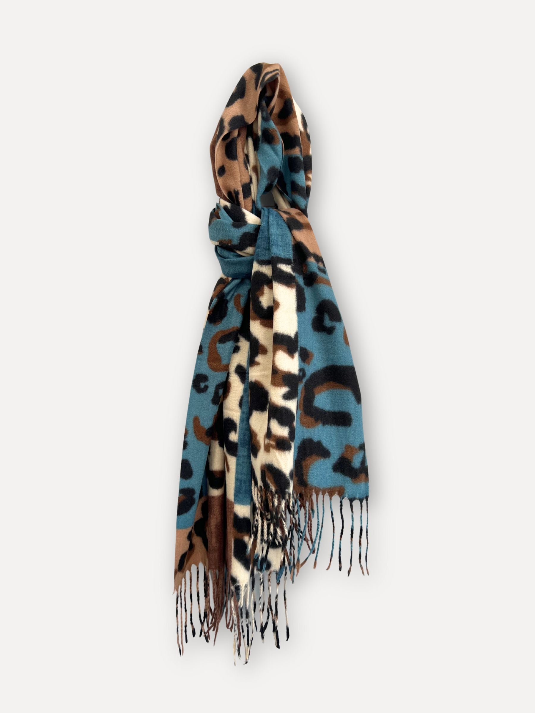 Leo Chequered Scarf, Turquoise