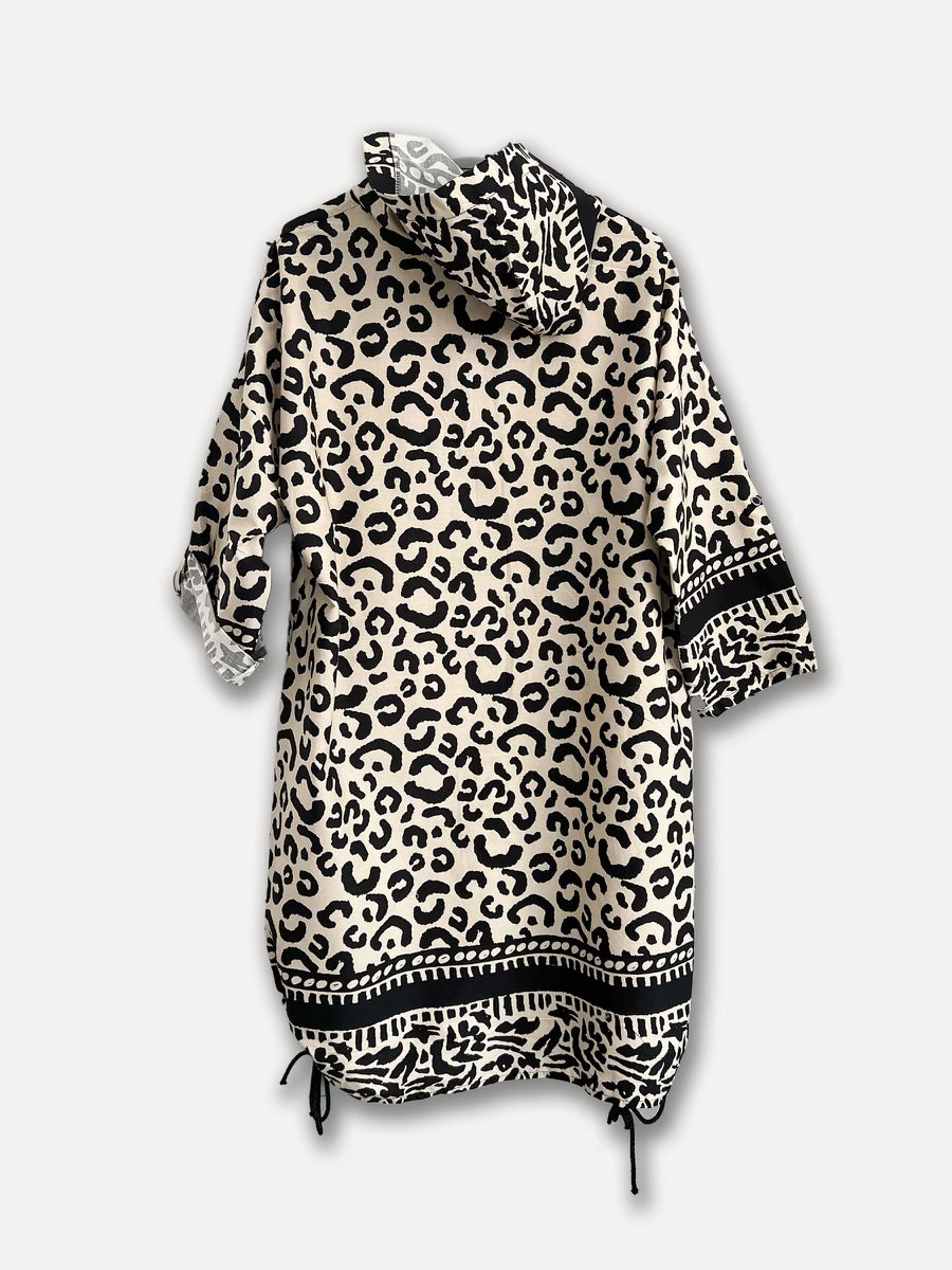 Leo Hoodie Dress, Black/White