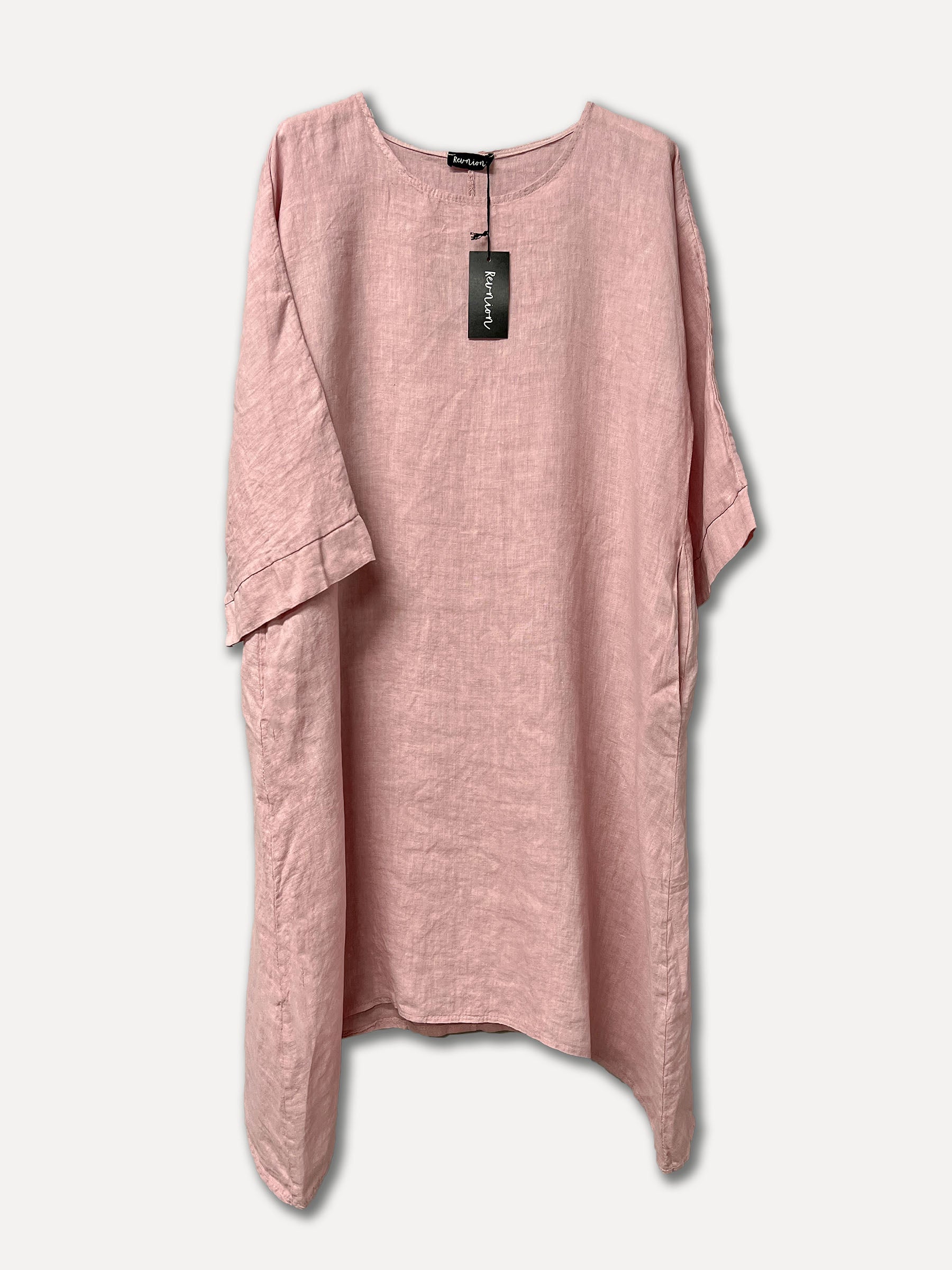 Licci Linen Dress, Pink Antico