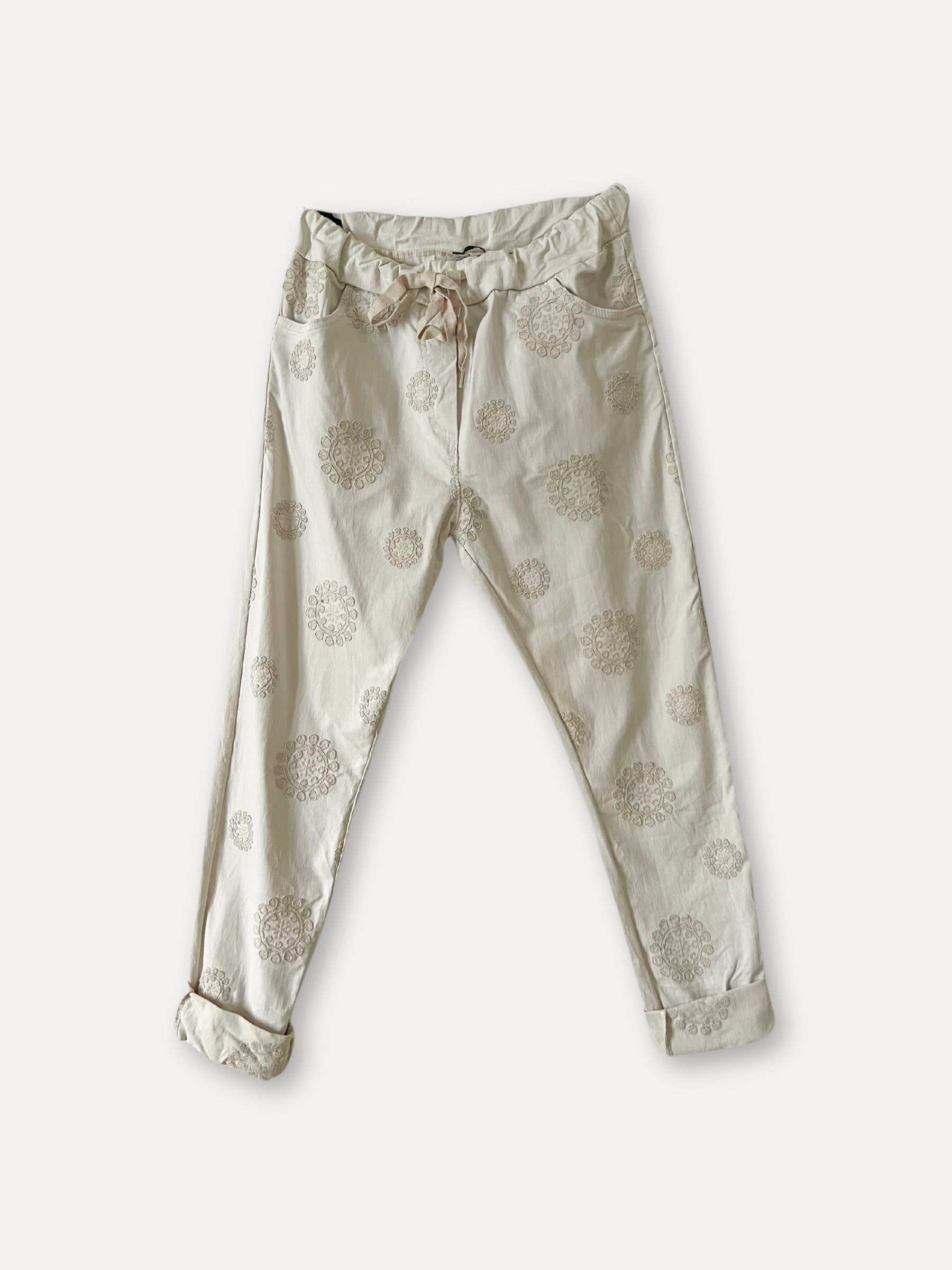 Pantalones de mandala, beige