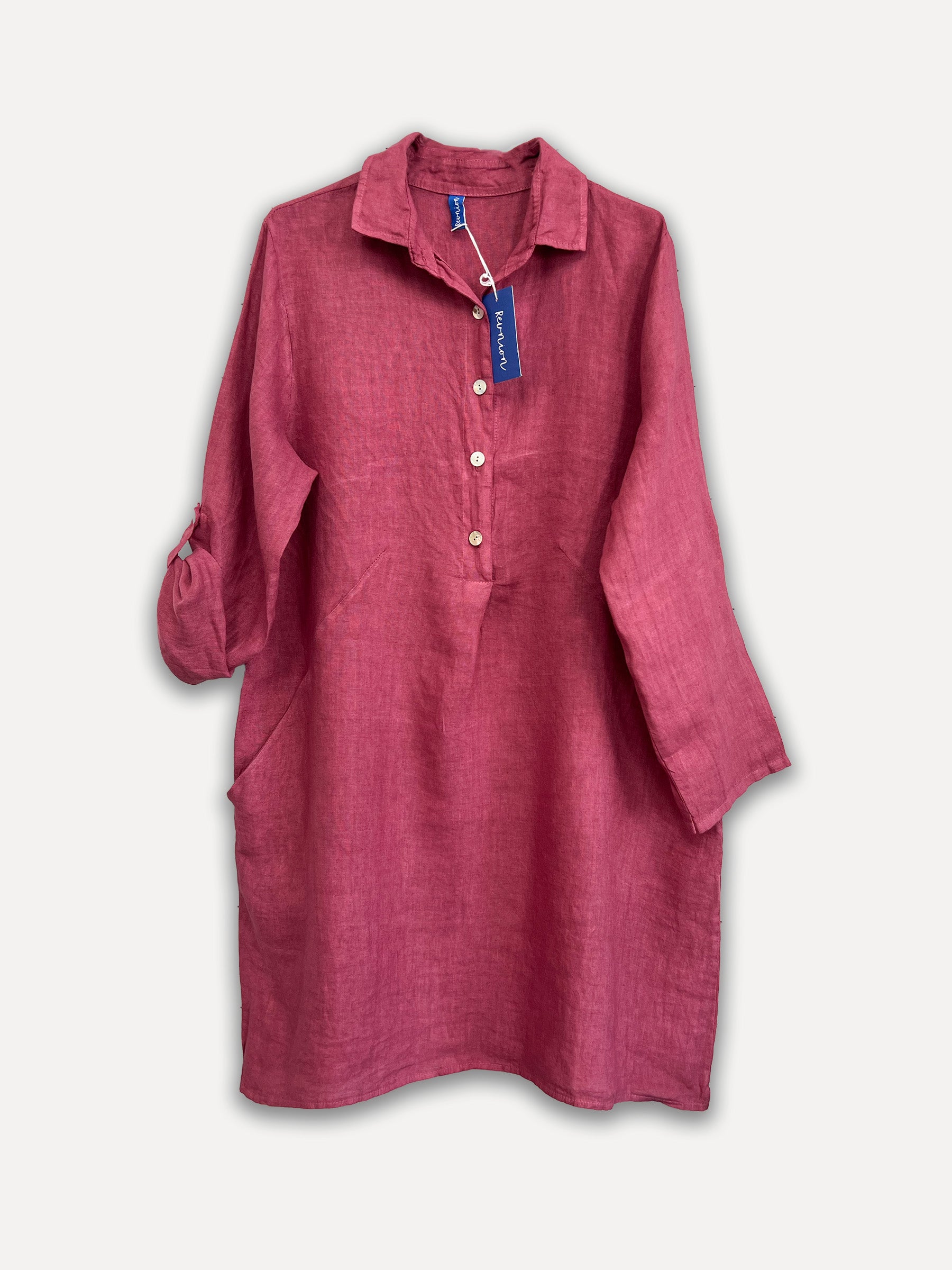 Maria Linen Shirt-Dress AW23, aubergine