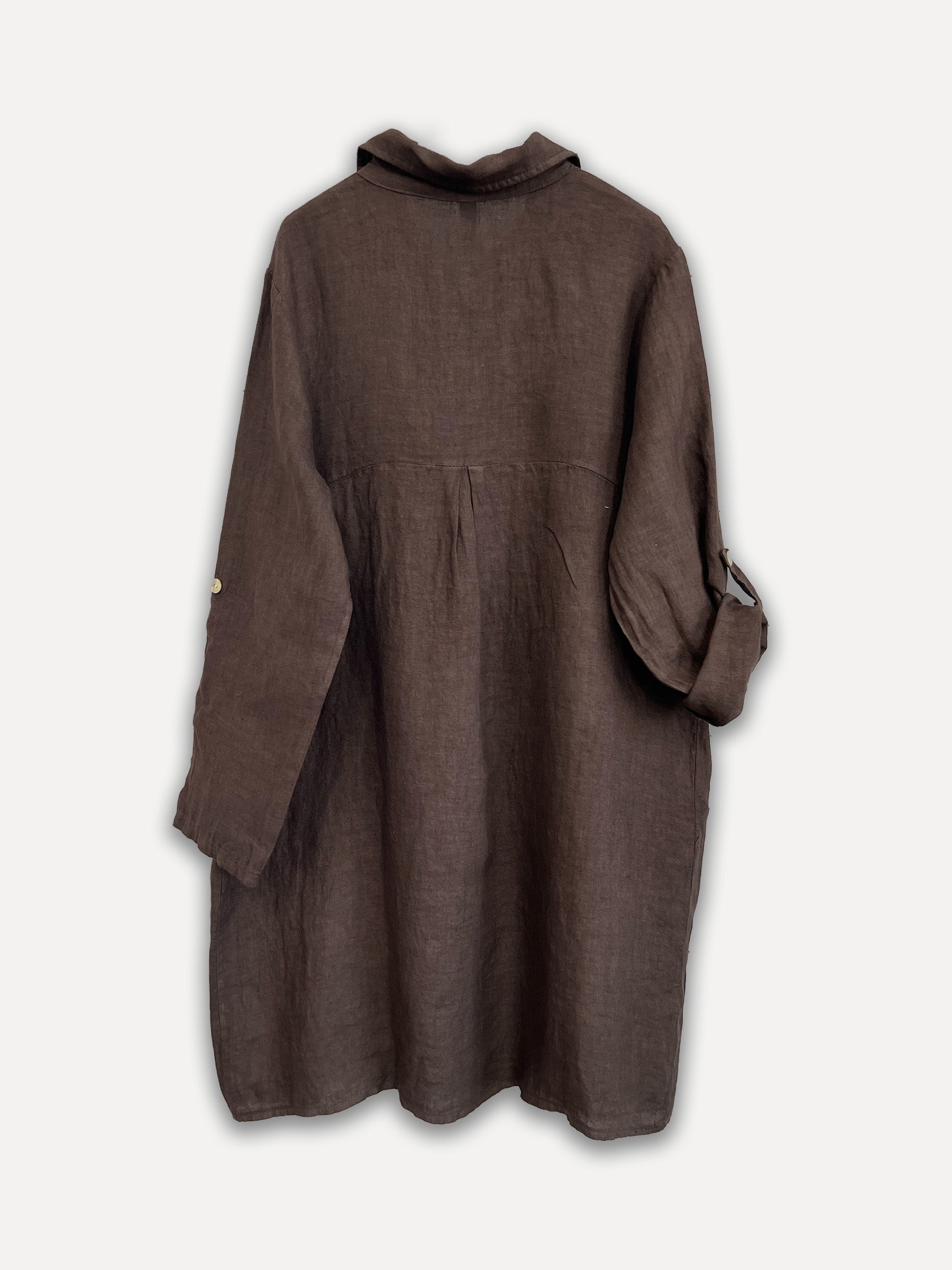 Maria Linen Shirt-Dress, Espresso