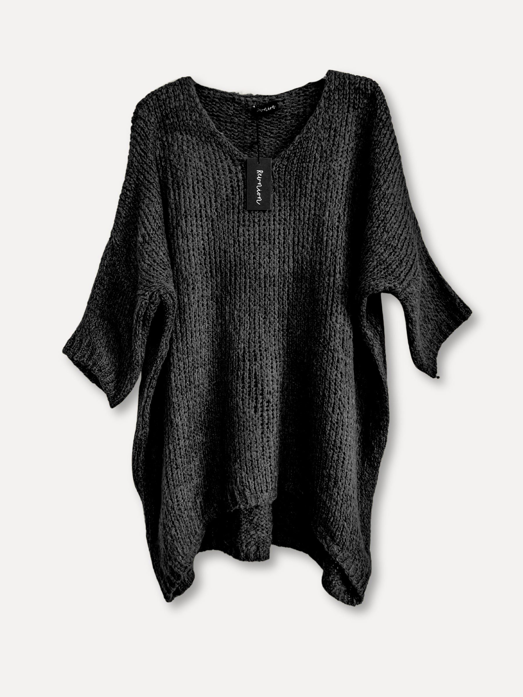 Oversize midnight sweater, black