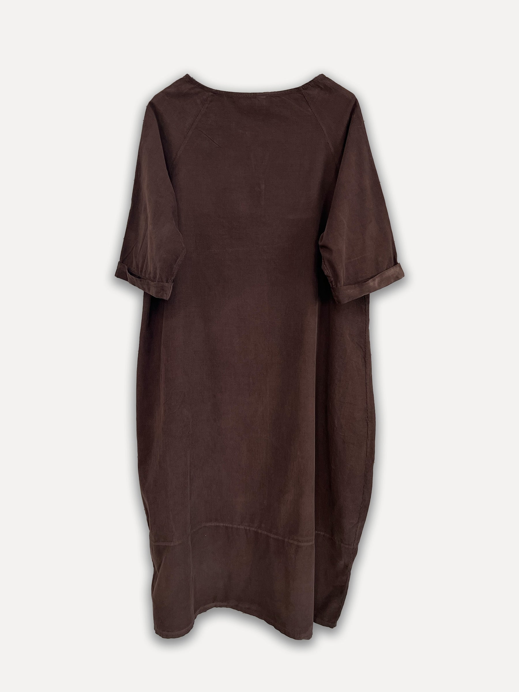 Perla Winter Cord Dress, Espresso