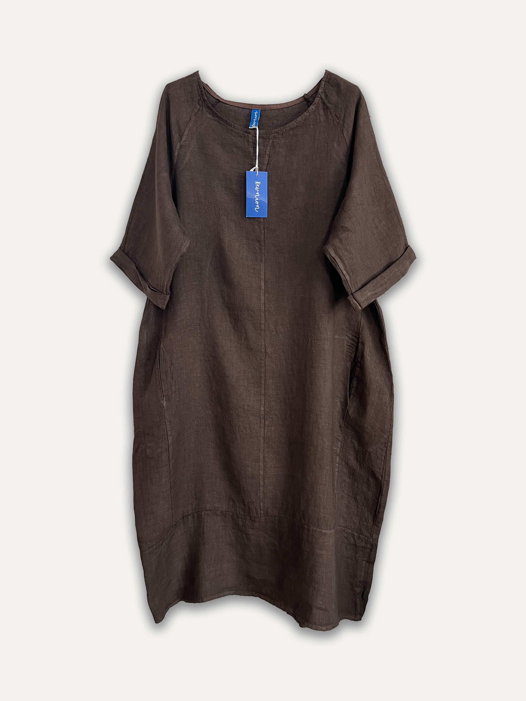 Robe en lin d'hiver Perla, expresso