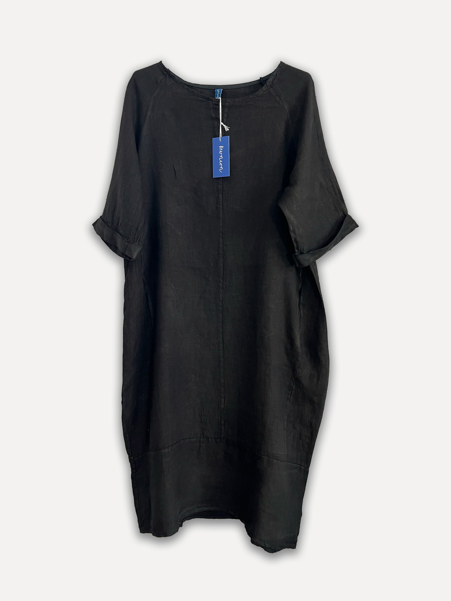 Vestido de lino de invierno de Perla, negro