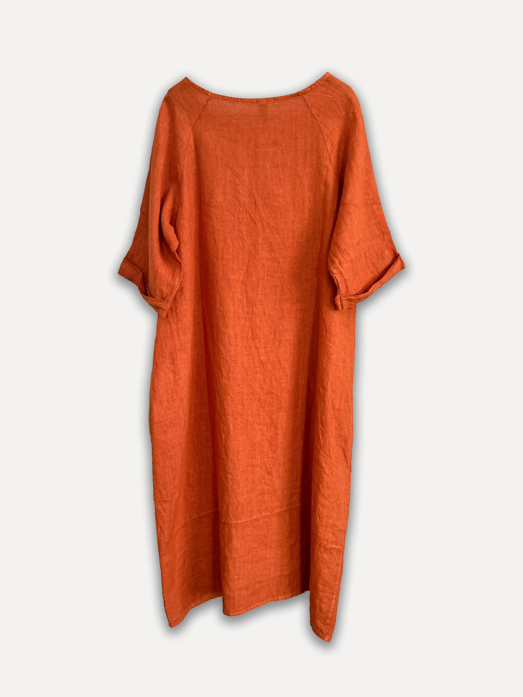 Robe en lin d'hiver Perla, orange brûlé