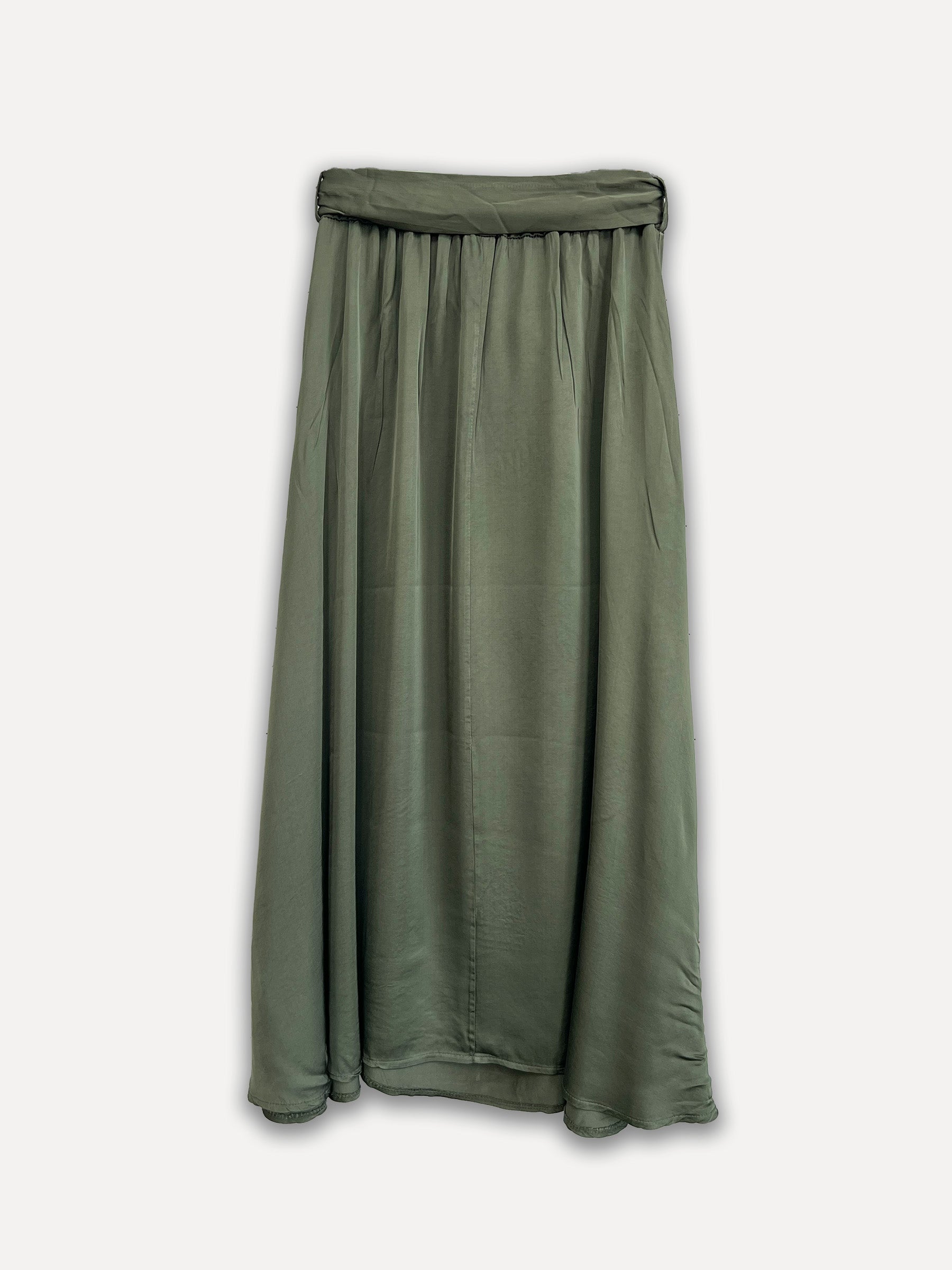 Sally Silk Skirt, Army