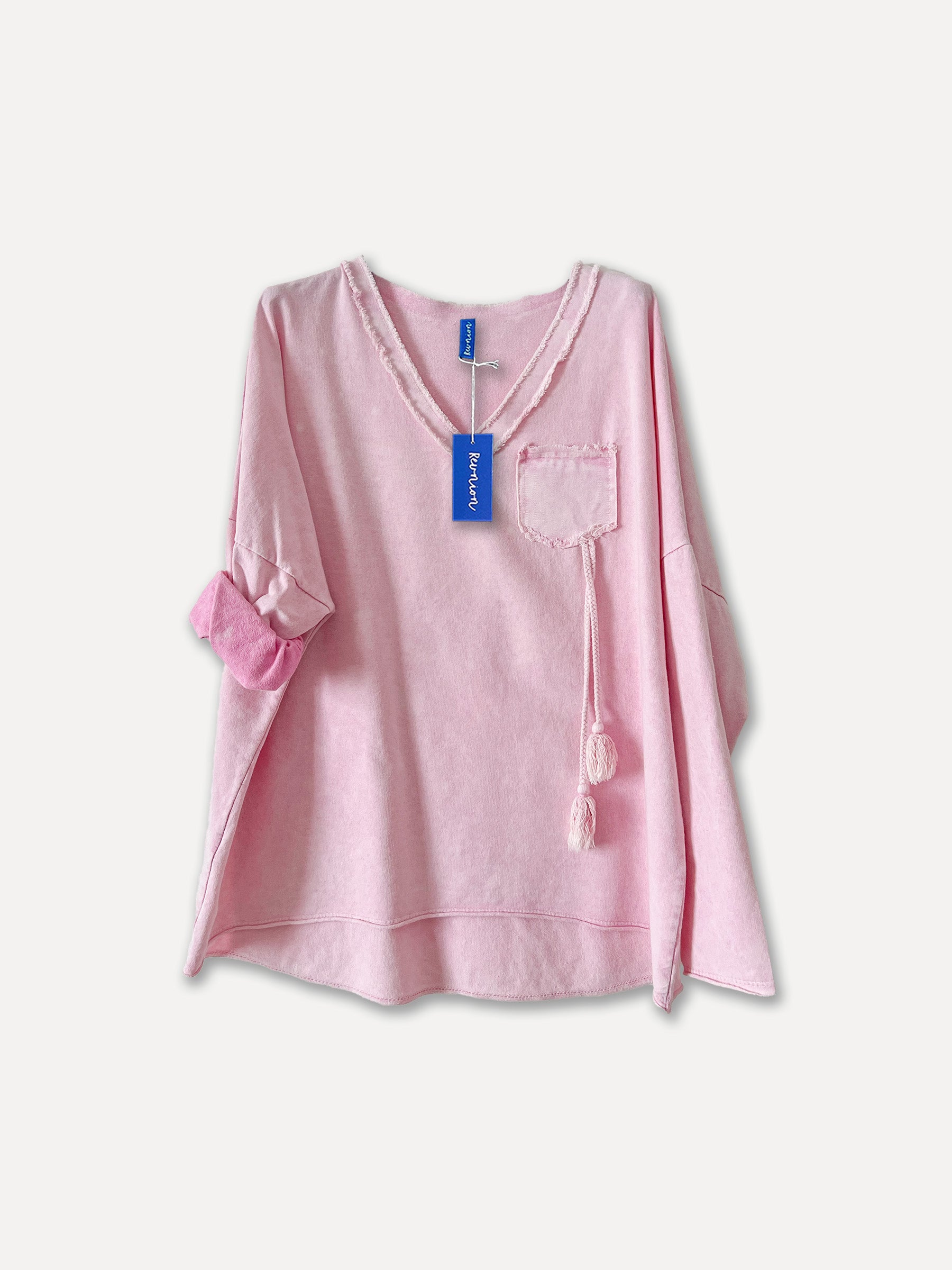 4168 - TASSEL COLLEGE TEE, BABY PINK